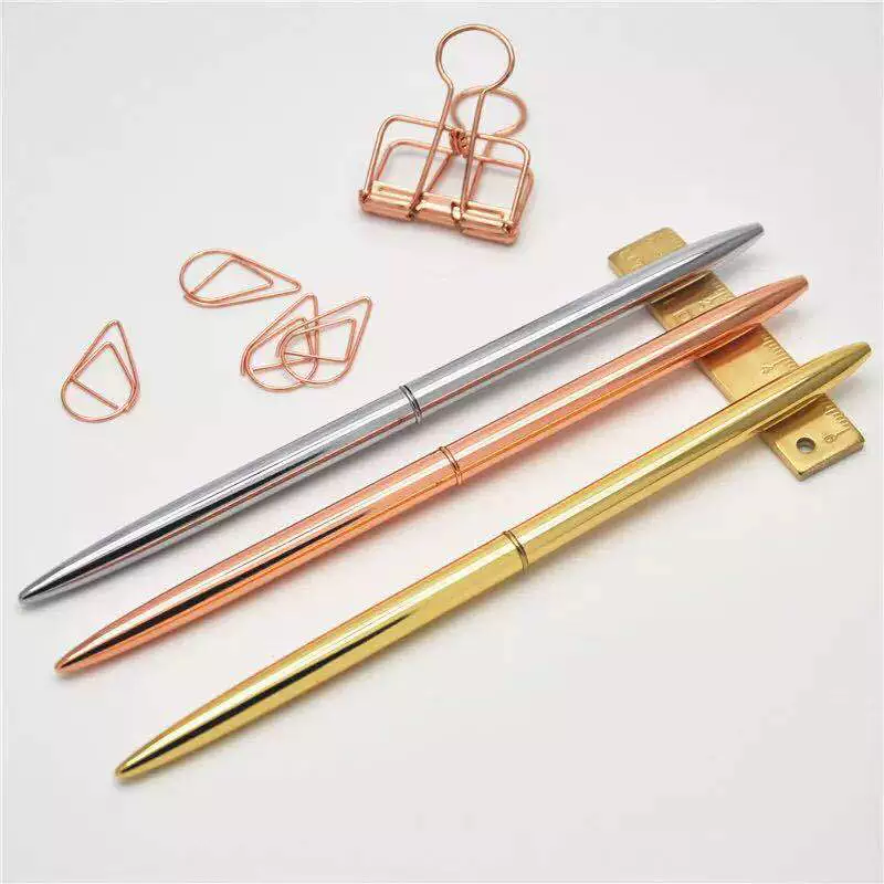 Нейтральная ручка в скандинавском стиле Роза Золотая вращающаяся пуля Шариковая ручка Настольная ручка Подарочная коробка Металлическая ручка для студентов