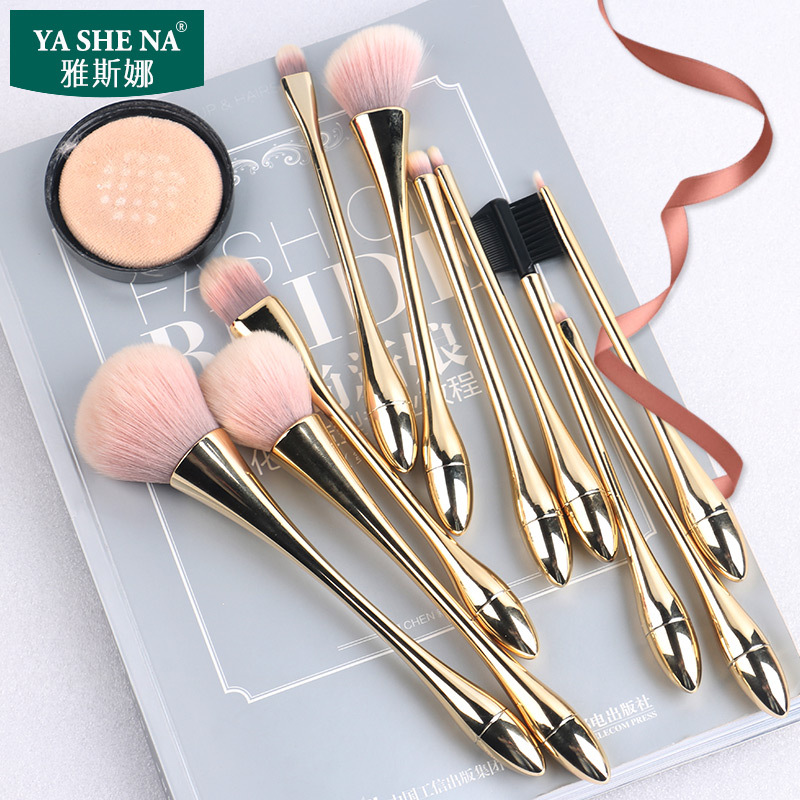 Yasna pequeña cintura maquillaje cepillo traje nuevo maquillaje belleza herramientas maquillaje cepillo conjunto completo de 10 pinceles de maquillaje