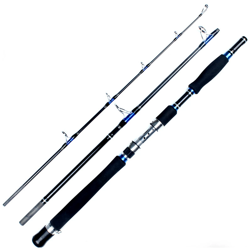 Three-section portable boat rod, trolling rod, carbon lure rod, straight handle three-section fishing rod, hard-adjusted lure rod