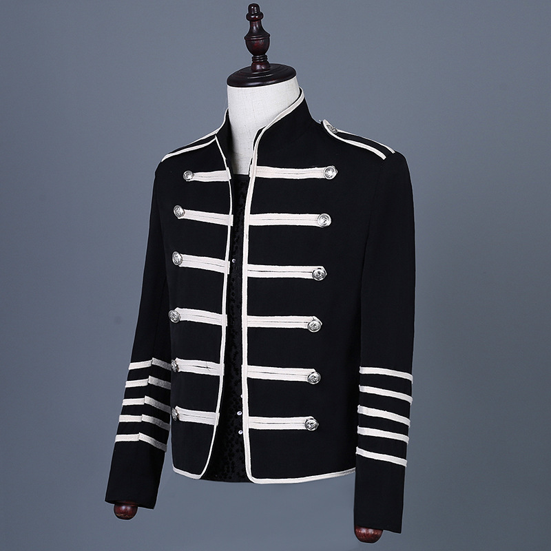 Men's Clothing Men's Suit Jacket Singer Stage Performance Clothing Retro Black Embroidered Jacket Personalized Men's Tops_voghion.com