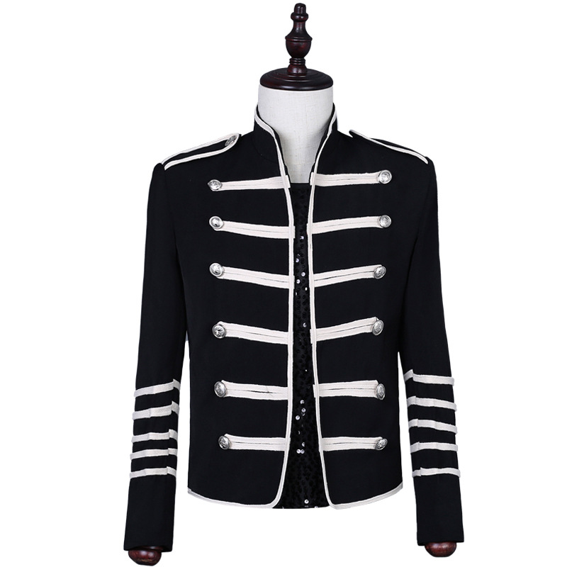 Men's Clothing Men's Suit Jacket Singer Stage Performance Clothing Retro Black Embroidered Jacket Personalized Men's Tops_voghion.com