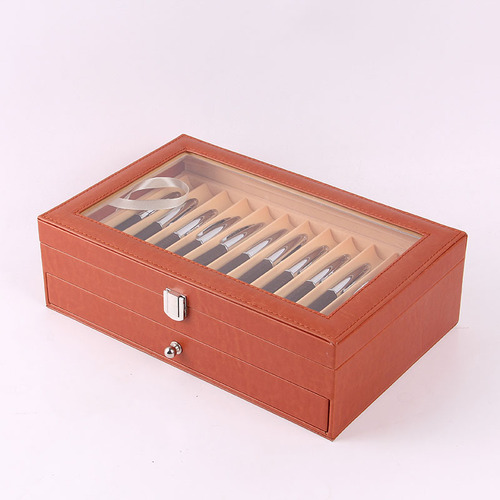 Wholesale pen box 24 pieces leather pen display box 24-bit PU pen storage box stationery box dropshipping