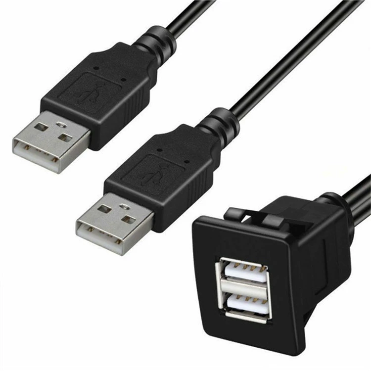 Холодная-распродажа двойной USB2.0 панельный проводной корабельный мотоциклетный приборная панель реклама для moeder водонадзорная линия удлинитель 1 метр