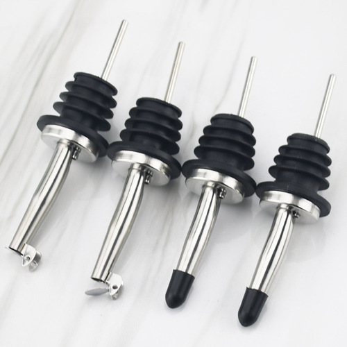 Manufacturer wholesale stainless steel wine spout wine pourer high lid with small black cap wine set wine pourer bar wholesale