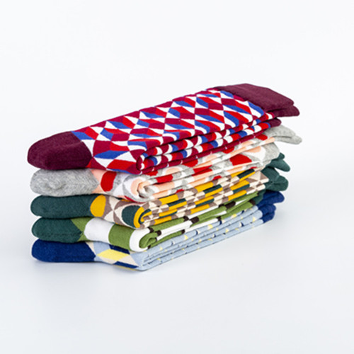 Cross-border new British style gentleman's trendy socks, casual and happy socks wholesale, geometric pattern style