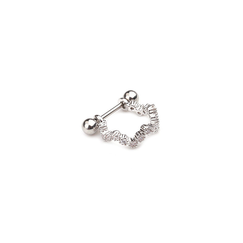 Cruzar la frontera nueva de acero inoxidable espárragos micro-incrustaciones pendientes ZIRCON suave hueso del oído clavos cuerpo piercing joyería de comercio exterior suministro