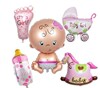 Layout, small cartoon decorations, balloon, feeding bottle, stroller, set, 5 pieces