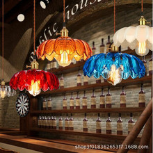 美式乡村老上海吊灯创意咖啡厅奶茶店名宿单头水晶玻璃灯110~220V
