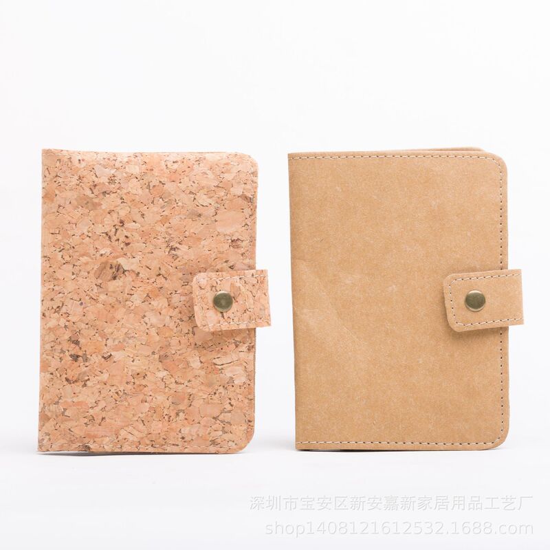 Eco-Friendly Washable Kraft Paper Passport Holder, Cork-Textured Passport Protector, Portable Travel Document and Card Holder
