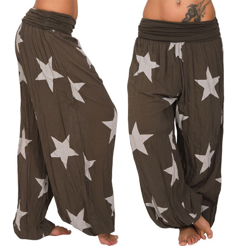 2025 Autumn and Summer Star Print Solid Color Harem Pants Plus Size Lantern Pants Ebay Aliexpress Wish Hot Item