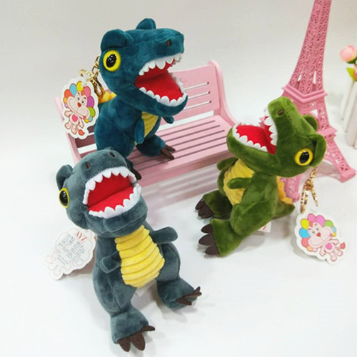Raptor Mini Dinosaur Keychain, Large Mouth Dinosaur Figure Car Ornament Keychain Grabber Doll Schoolbag Hook