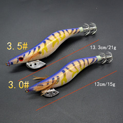 Cross-border wholesale lures 3.0#/3.5# squid hooks wood shrimp squid fish needle explosion hooks multi-color fishing tackle wholesale