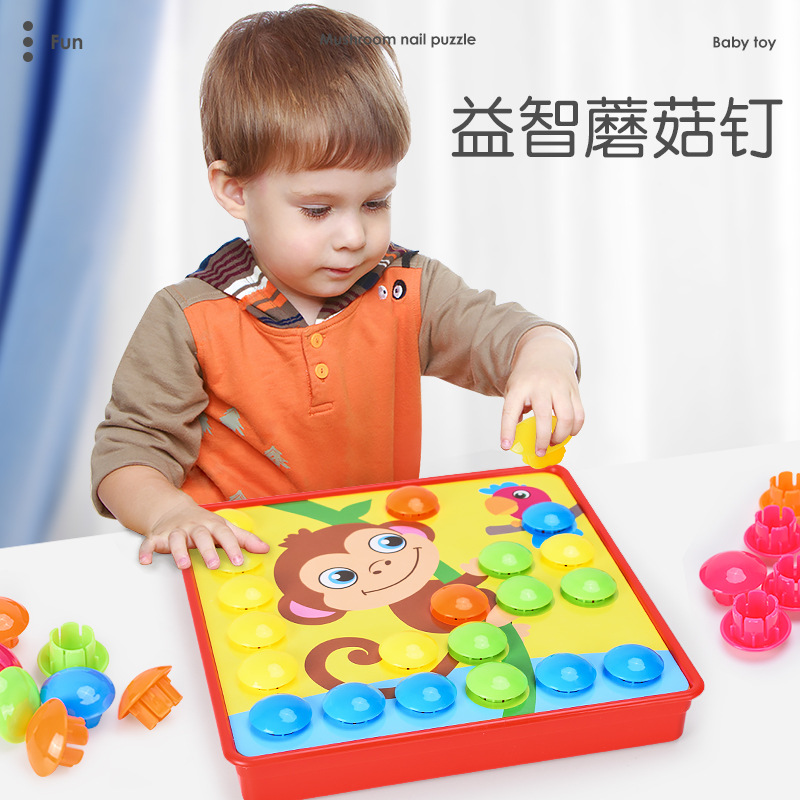Botón DE LOS NIÑOS seta uñas rompecabezas color enchufe tablero DIY kindergarten aprendizaje bebé educación iluminación juguetes educación temprana