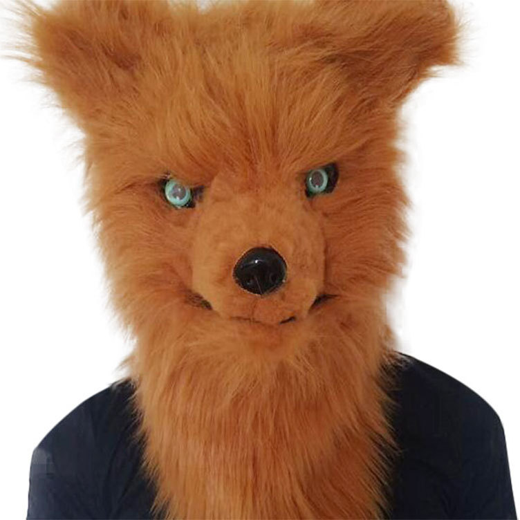 Moving Mouth Fox Mask Halloween Blister Mask Stuffed Dog Head Funny Dress up Party Headgear Props New