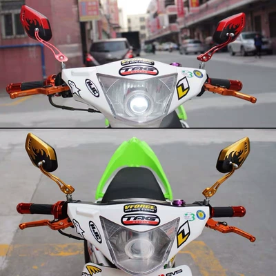 Motorcycle rearview mirror: mirror rearview mirror reflector flame