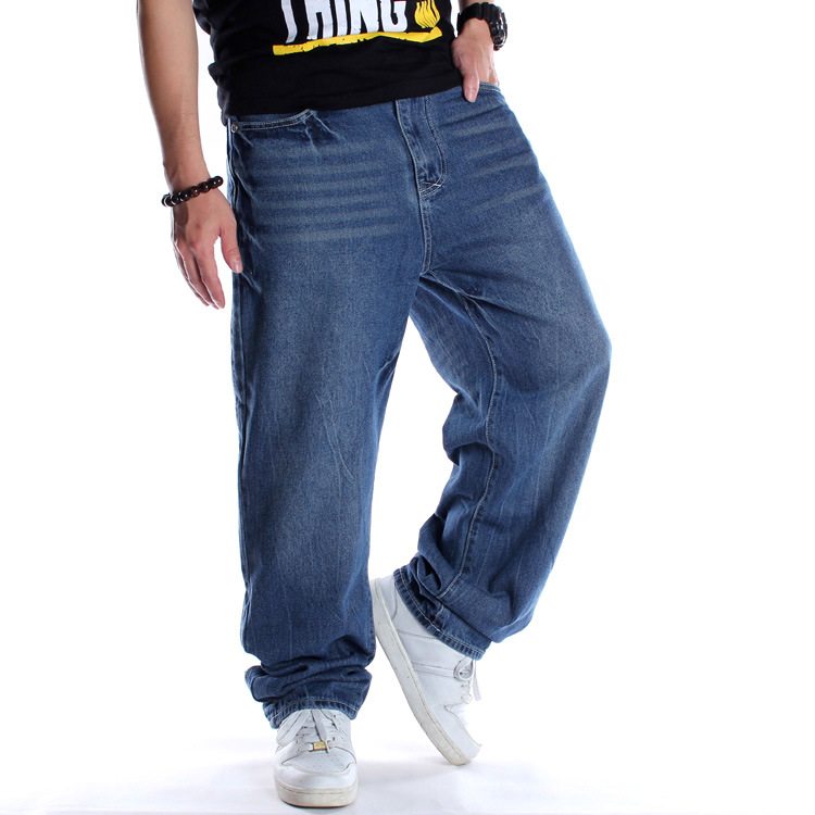 Europa y América hip hop jeans hombres moda suelta bordado pantalones largos más tamaño gordo chico hip hop Skateboard Pantalones