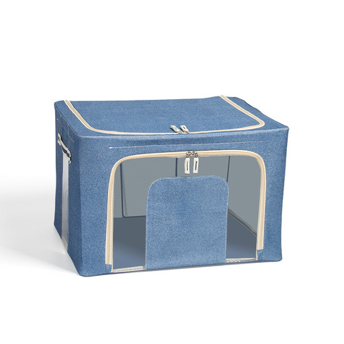 Leatherplus Oxford Fabric Storage Box, Waterproof Clothes and Blanket Folding Organizer with Large Viewing Window