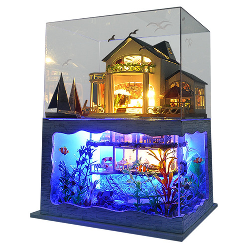 Cross-border Tianyu children's educational toys DIY early education hand-assembled plug-in large villa model wholesale