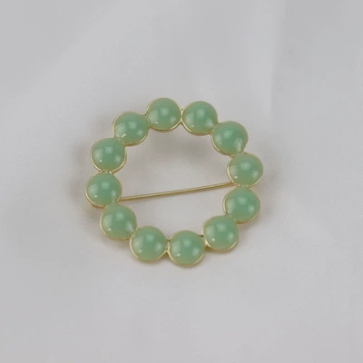 Japanese Designer Drop Glaze Enamel Tambourine Wreath Silk Towel Buckle Women's Brooch Corsage Accessories Dress (Yaxa sancaqları) - green