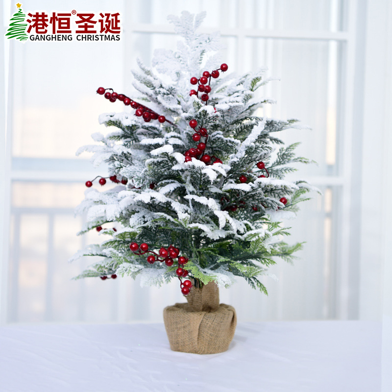 Navidad Nueva simulación cedro pequeño árbol de Navidad cifrado blanco nieve cayendo flocado árbol decoración navideña árbol de Navidad