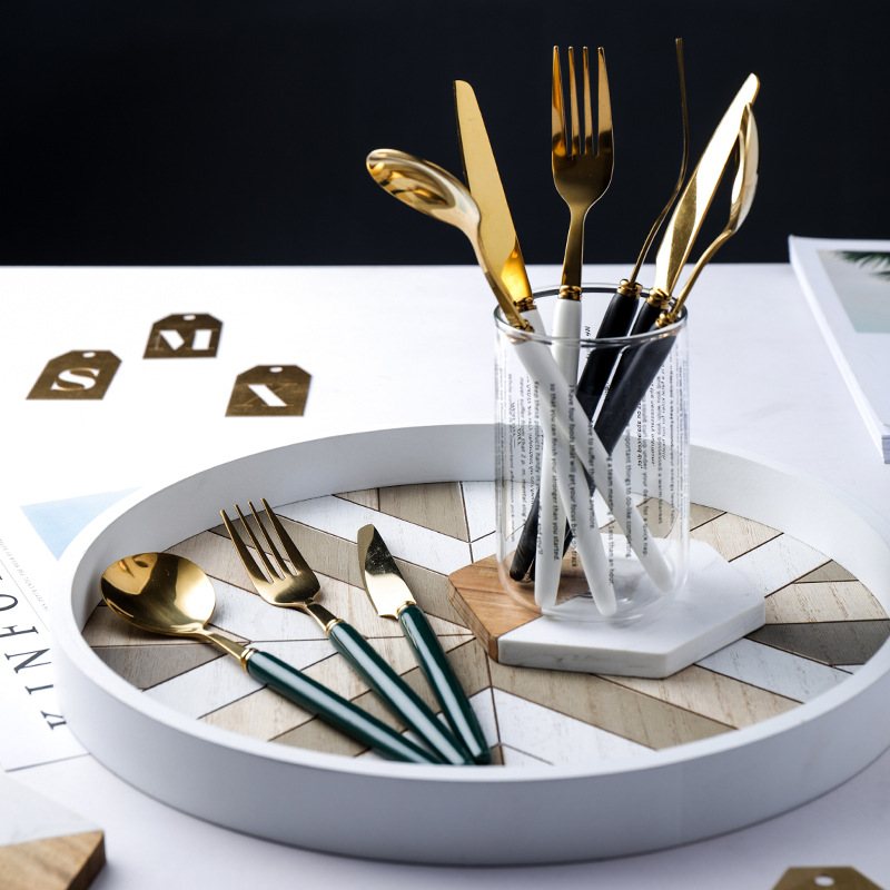 Shanen creativo color mango de cerámica cuchillo acero inoxidable, tenedor, cuchara postre occidental cuchillo carne y tenedor traje hogar vajilla