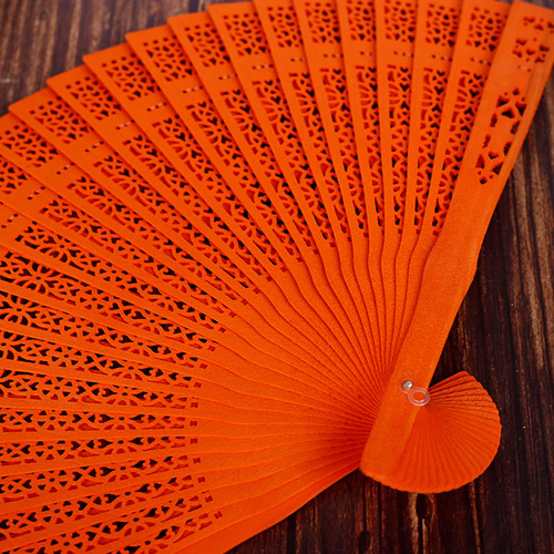 8-inch color full-flush fragrant wood fan wholesale Chinese characteristics dyed gift fan imitation sandalwood fan folding fan foreign trade fan