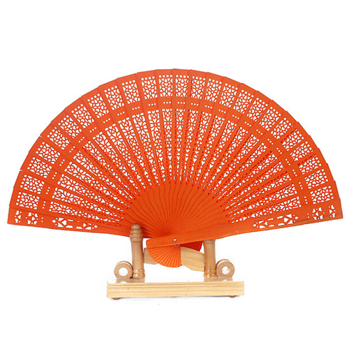 8-inch color full-flush fragrant wood fan wholesale Chinese characteristics dyed gift fan imitation sandalwood fan folding fan foreign trade fan
