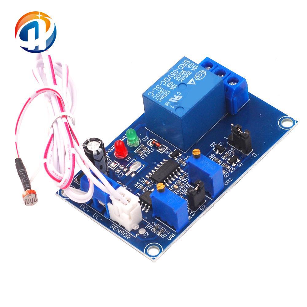 光敏电阻传感器继电器模块 5V 光控延时可调开关 无光感应