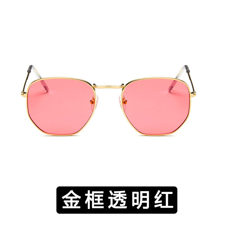Nuevo metal marco polígono gafas de sol moda europea y americana pequeño marco colorido Mercurio océano gafas de sol al por mayor 3548