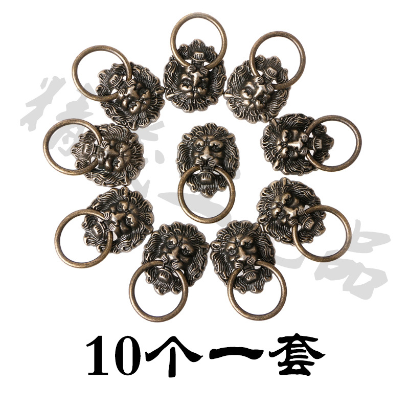 10個一套仿古青古銅色獅子頭拉手櫥櫃衣櫃門家裝五金拉手