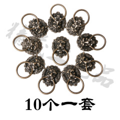 10 pieces set of imitation ancient bronze-colored lion head cabinet and wardrobe door hardware for home decoration