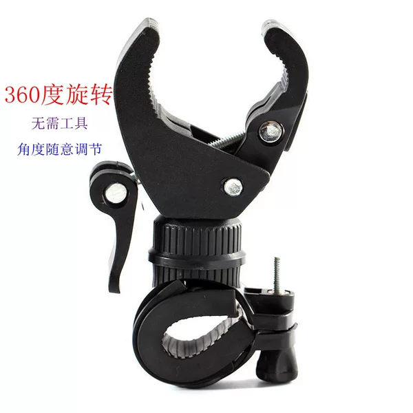 Mountain Bike Flashlight Bracket 360 Rotating Bicycle Lamp Stand Adjustable Plastic Strong Light Flashlight Clip