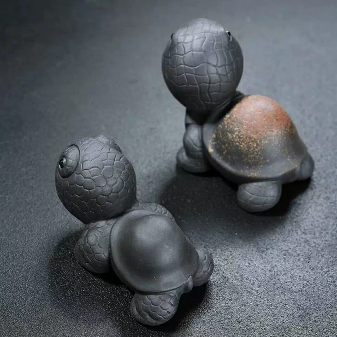 Mini Tea Pet (Zisha) Little Turtle — Handcrafted Yixing Clay Ornament, 0.15 kg