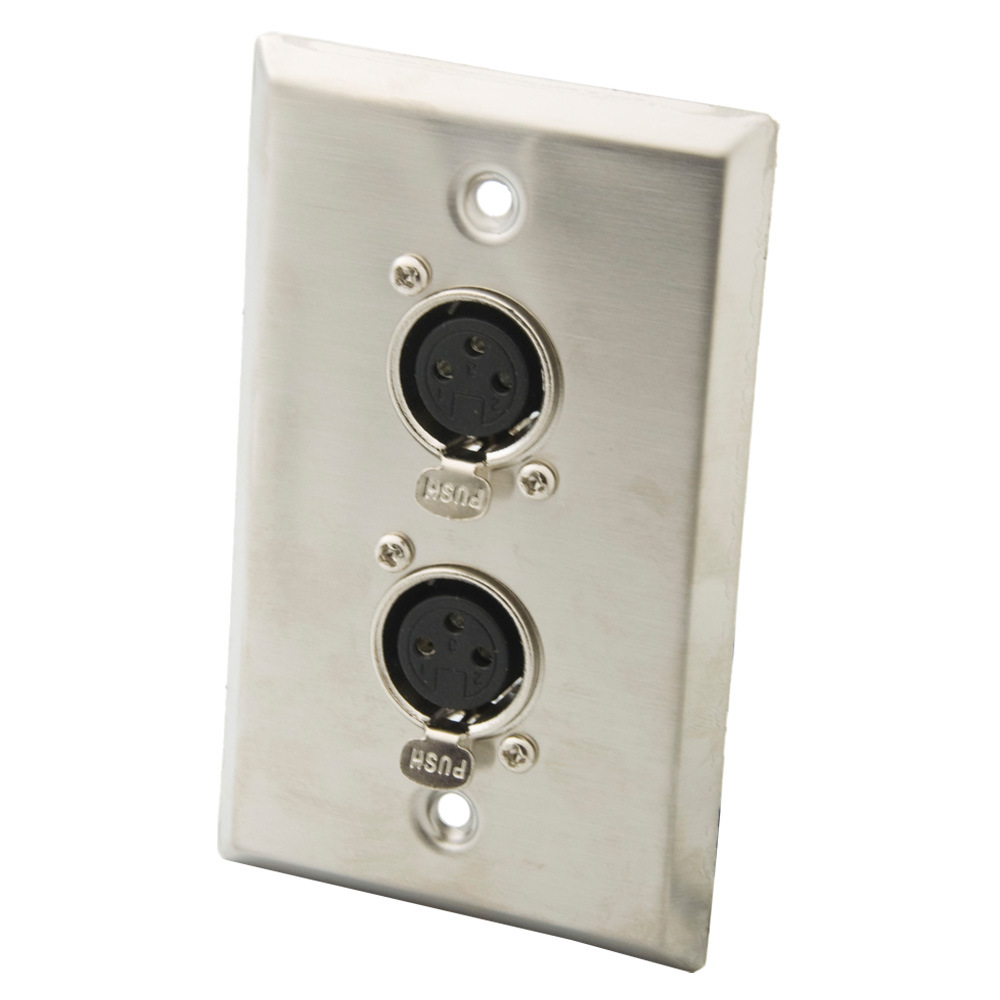 美式面板 1 GANG 不锈钢 双口卡侬话筒面板