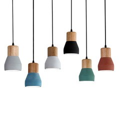 Nordic Village Restaurant Pendant Light, Simple Modern Personality Creative Retro Wooden Head Cement Lamp, Three-Head