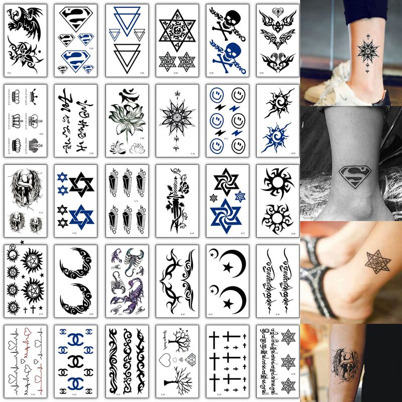 A set of 30 tattoo stickers tattoo water tattoo stickers for men and women realistic small fresh stars Sanskrit