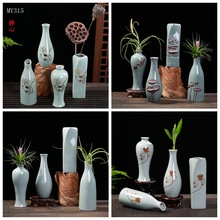 创意复古简约哥窑小花瓶家居摆件厂家批发中式禅意陶瓷花瓶客厅