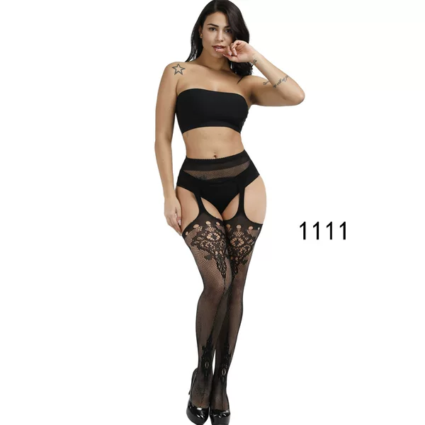 Sexy lingerie lace transparent sling mesh socks black sexy free off waist fishing net stockings non-slip Garter European and American