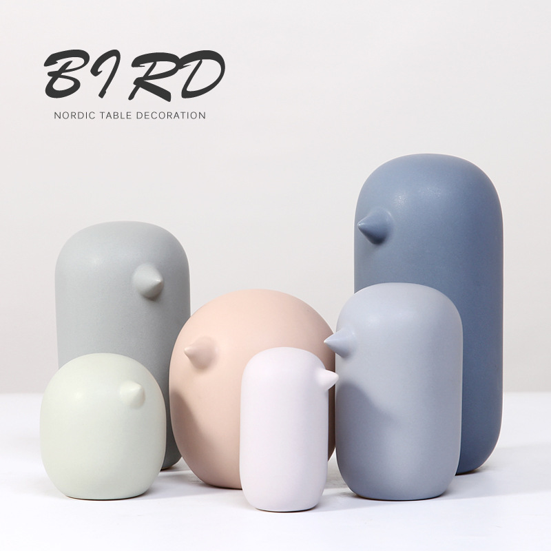 Nórdico moderno arte simple viento modelo habitación estudio cerámica color pájaro suave decoraciones adornos creativos al por mayor