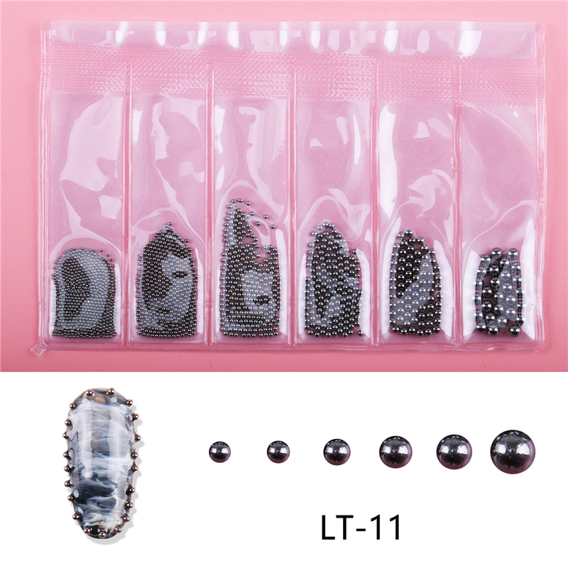 Nuevo 6-rejilla bolsa de uñas cadena de metal joyería red joyería japonesa y coreana de color cadena de acero bolas decoraciones