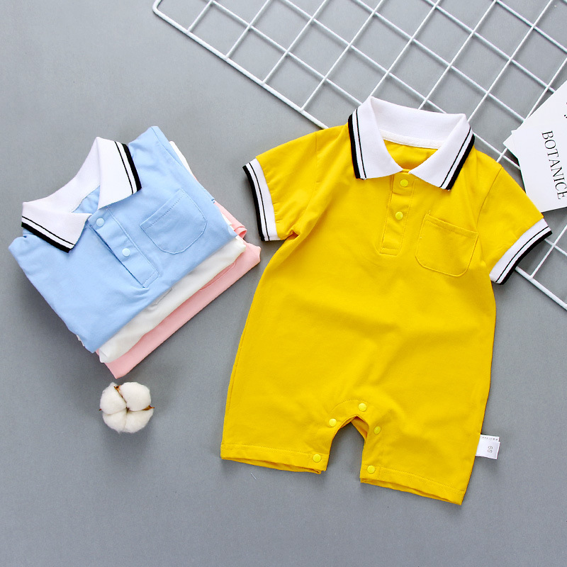 Summer Newborn Baby Hare Cotton 3-6-9 Months Baby Summer Dress 0-1 Years Old Short Sleeve Climbing Wear Lapel Jumpsuit Summer Newborn Baby Hare Cotton 3-6-9 Months Baby Summer Dress 0-1 Years Old Short Sleeve Climbing Wear Lapel Jumpsuit