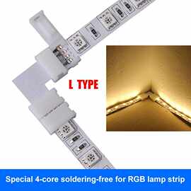 LED灯带连接器七彩灯条10MMRGB免焊接件连接器灯带免焊接转角接头