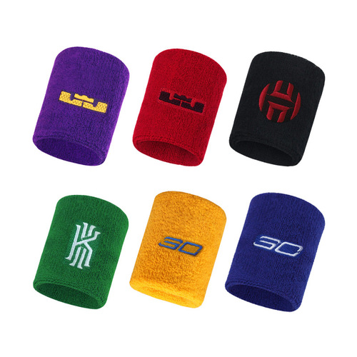 Knitted logo breathable NBA star wristband, anti-twist cushioning, sweat wiping wrist protection, running pure cotton basketball wristband
