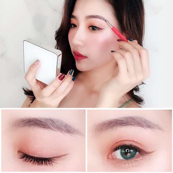 Gemeng Thrush Artifact Automatic Rotating Double Eyebrow Pen + Peacock Mascara Waterproof Sweat-proof Non-blooming Combination