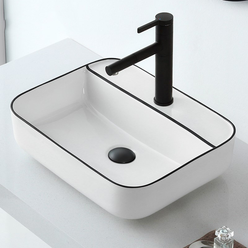 Cuenca de mesa nórdica borde negro de cerámica lavabo de arte lavabo de mesa Simple lavabo del hogar lavabo balcón
