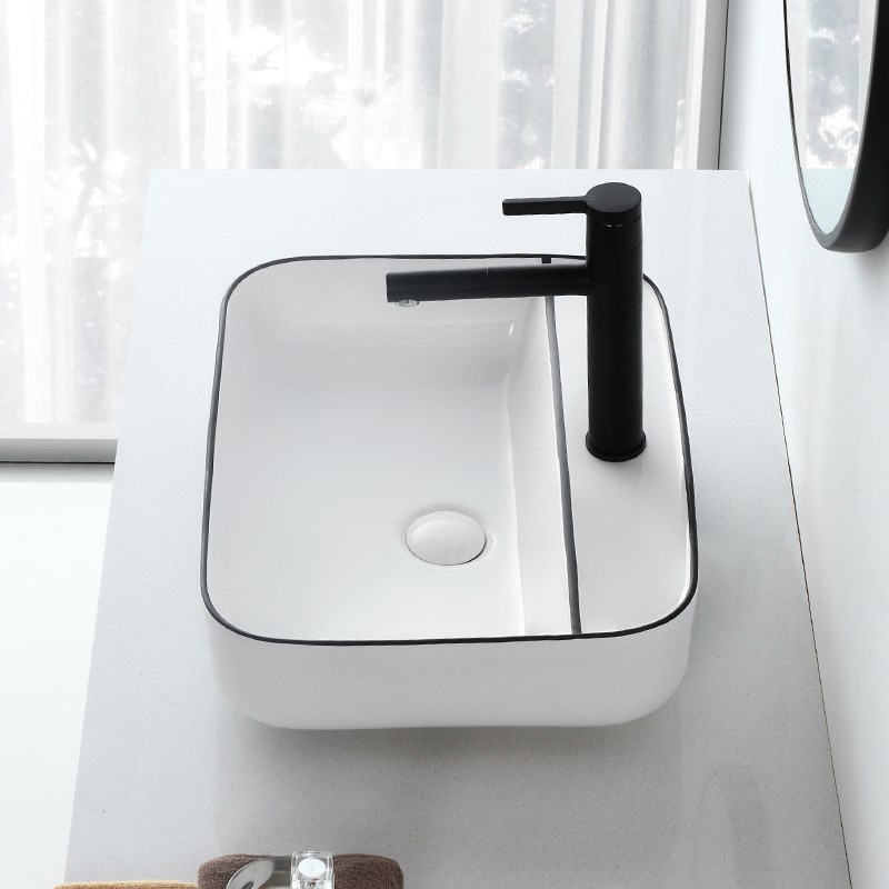 Cuenca de mesa nórdica borde negro de cerámica lavabo de arte lavabo de mesa Simple lavabo del hogar lavabo balcón