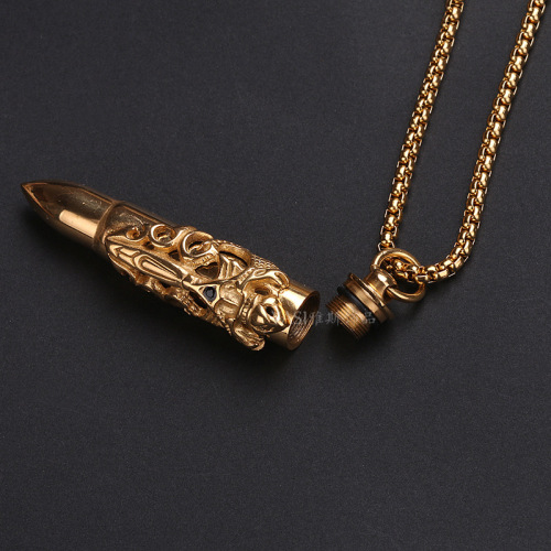 European and American men's necklace titanium steel double dragon sword bullet pendant niche design high-end jewelry personalized accessories