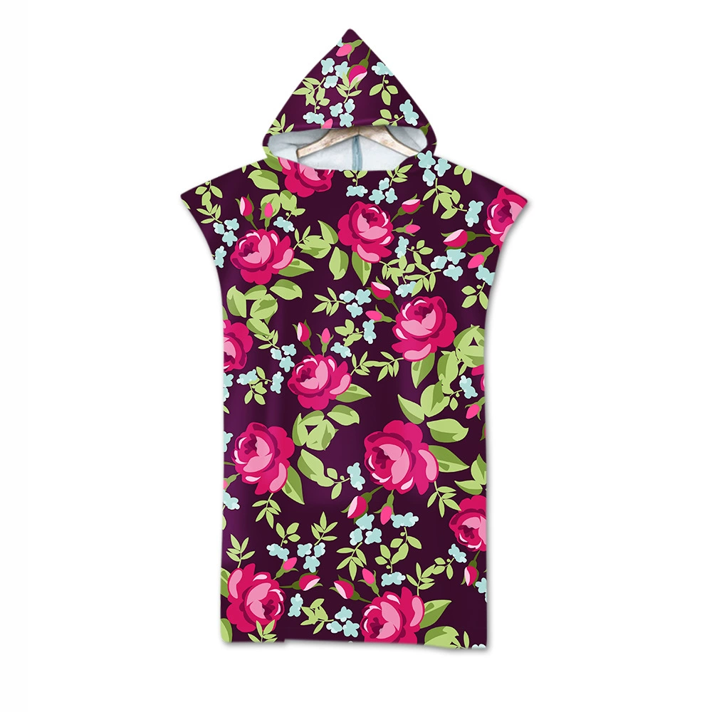 Beach Hooded Changing Robe, Superfine Microfiber 220 GSM, 75×110 cm, Windproof