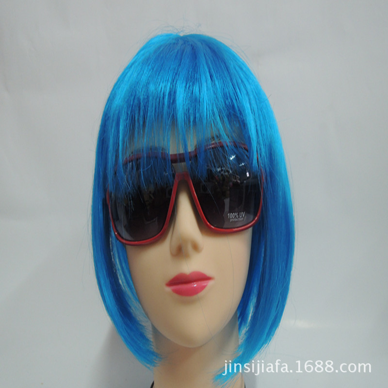 Suministro transfronterizo Carnaval Qi Bangs estudiante Festival de Pelo colorido BoBo cabeza Halloween estudiante corto Peluca de pelo tocado image 20