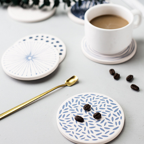 Diatomaceous earth absorbent pad, diatom mud, Japanese pattern, household round coaster, custom-made humidity-controlled and insulating placemat